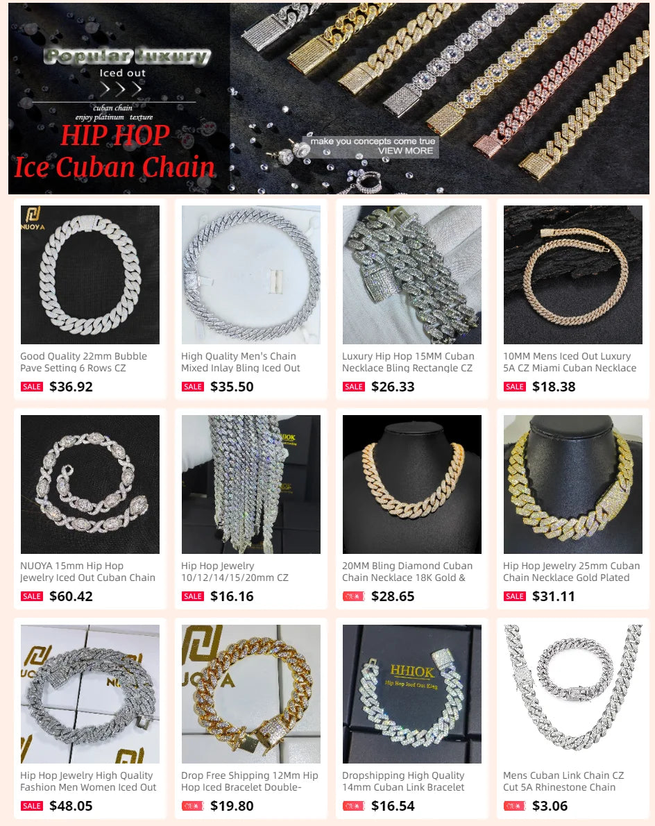 NUOYA Gioielli Hip Hop di Alta Qualità 12mm Bling Iced Cz Rettangolo Diamante Prong Impostazione Collana a Collegamento Cubano Homme