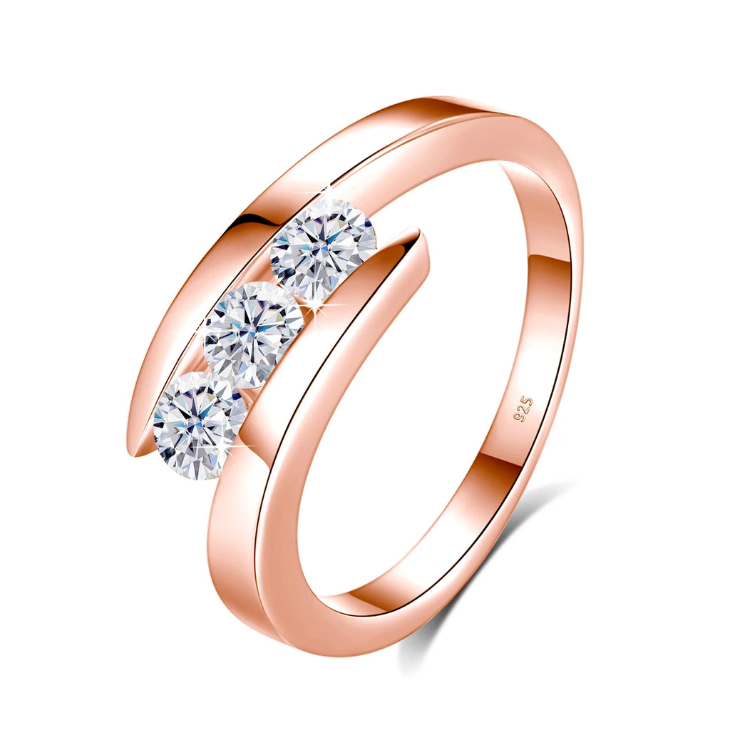 Anello in argento Sterling Moissanite 3 Stone per donna con certificato gioielli di fidanzamento di lusso 2024 regalo di tendenza per una ragazza vendita