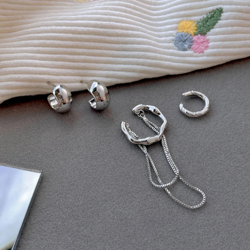4 pezzi orecchini zircone design semplice nappa irregolare punk orecchini hip-hop cartilagine senza orecchini a clip forati gioielli da donna