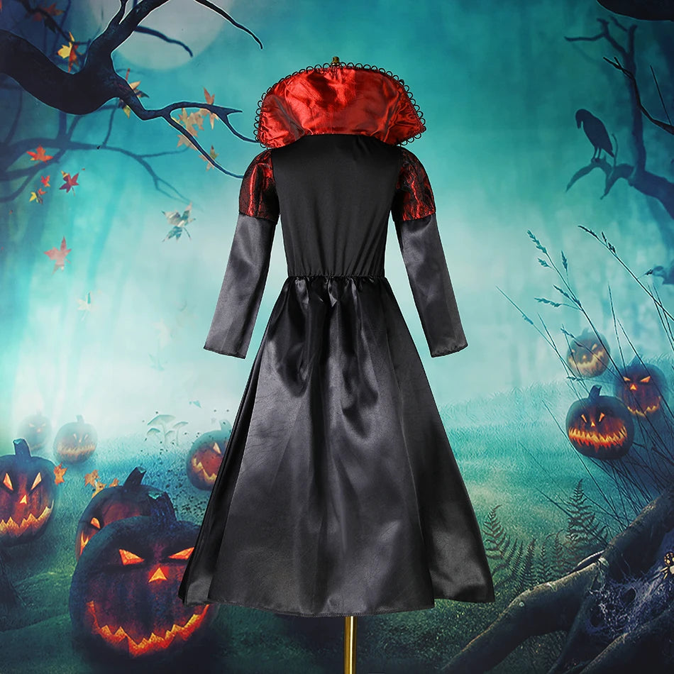 Costumi per bambini fantasy di Halloween Sposa fantasma Cosplay gotico Ragazze Vampiro rosso Giorno dei morti Costumi per bambini per ragazze