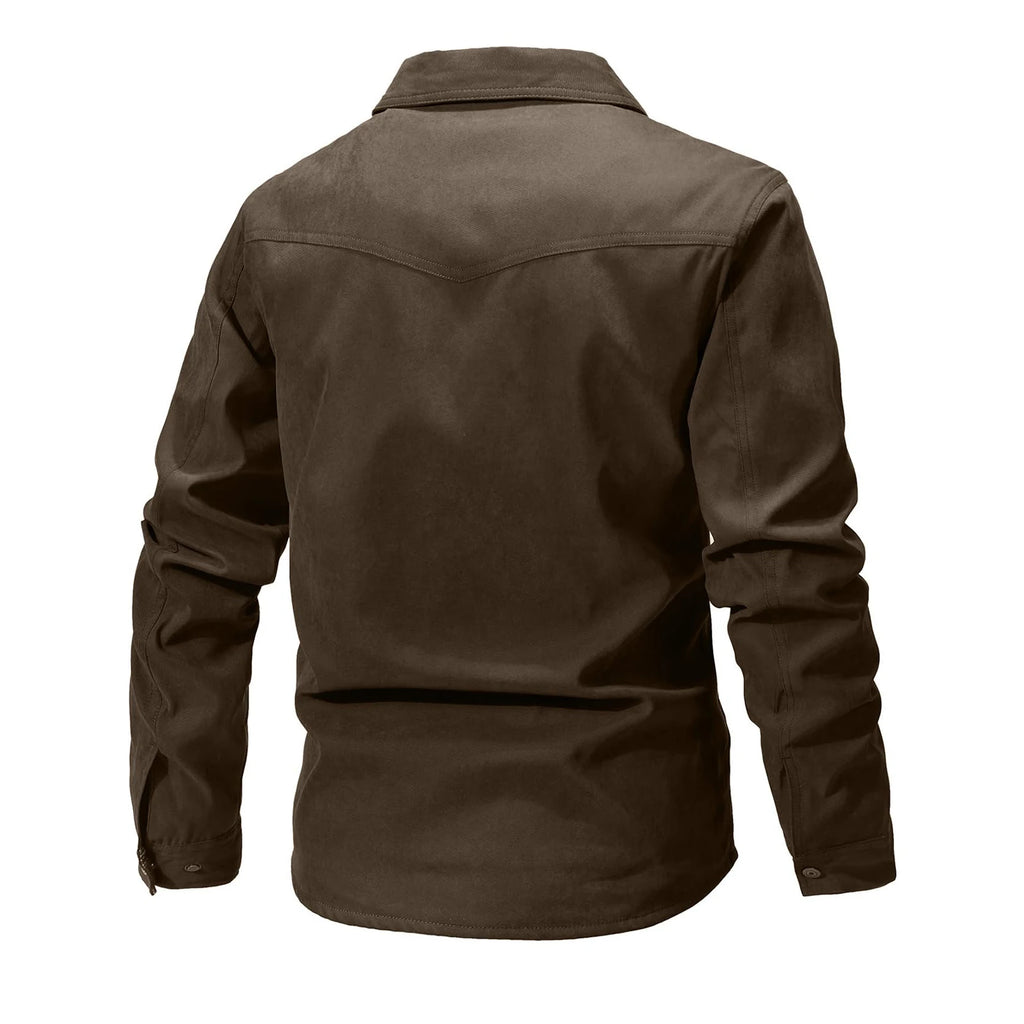 Giacca da uomo casual Giacche da uomo Cappotto da camicia foderato in flanella primaverile Giacche da uomo Cappotto casual da cowboy occidentale antivento