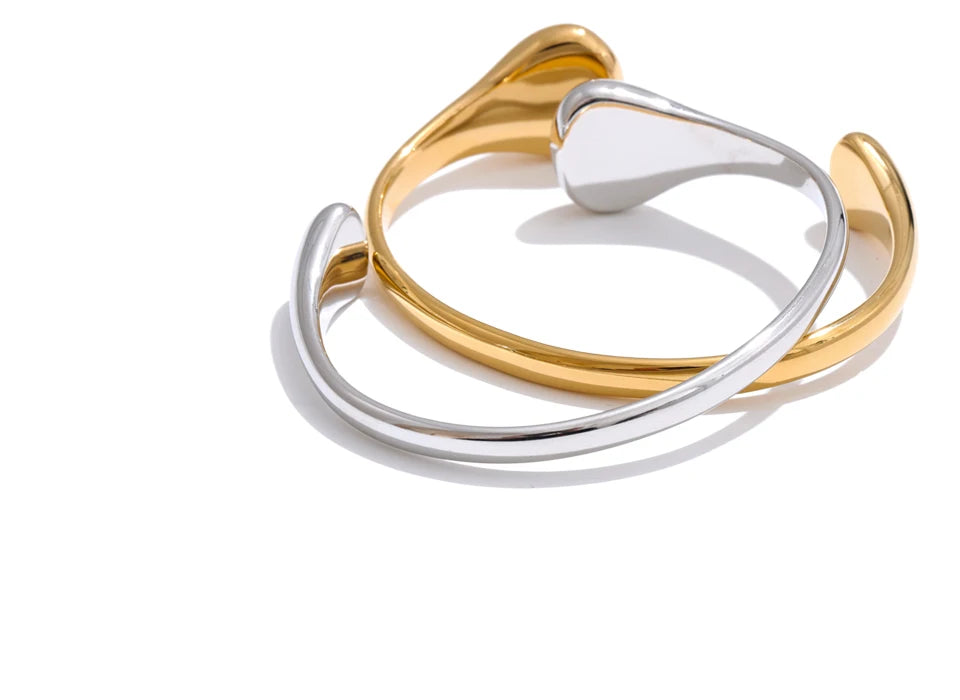Yhpup 58mm 18K PVD placcato polsino aperto braccialetto dichiarazione braccialetto in acciaio inossidabile 316L struttura ipoallergenico polso gioielli quotidiani