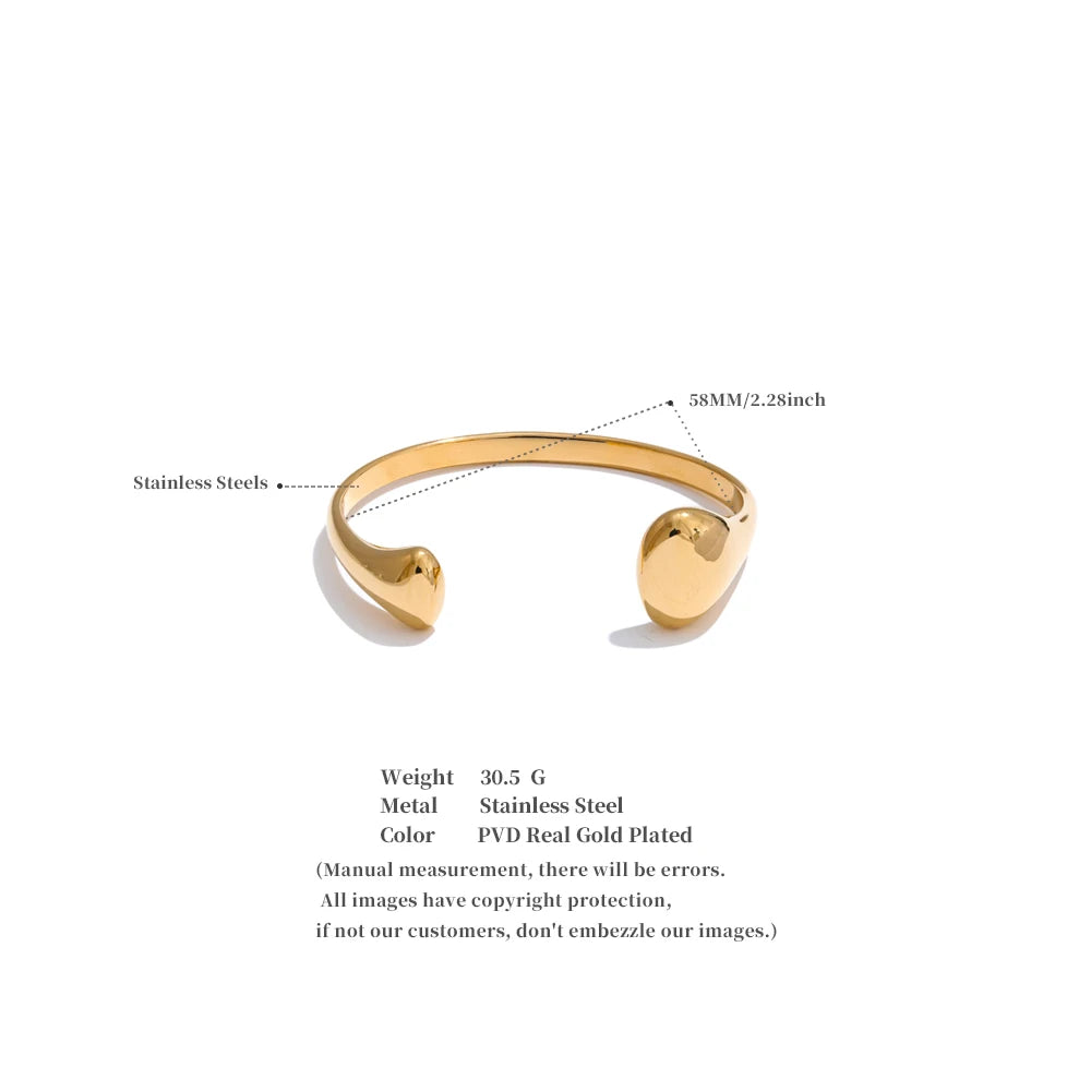 Yhpup 58mm 18K PVD placcato polsino aperto braccialetto dichiarazione braccialetto in acciaio inossidabile 316L struttura ipoallergenico polso gioielli quotidiani
