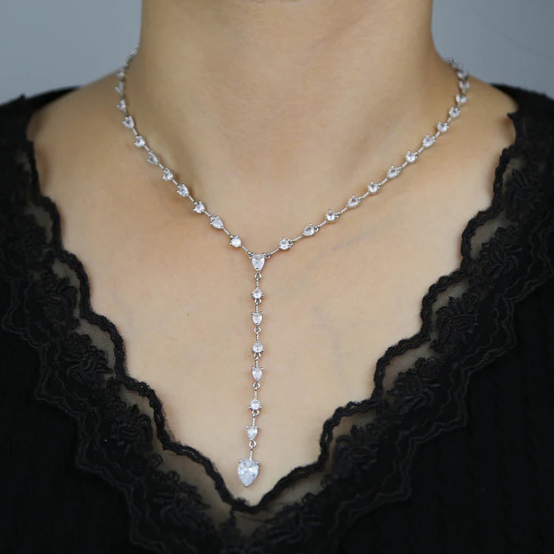 2025 Nuovo geometrico CZ Stazione catena a maglie girocollo sexy lungo lariat collana da donna gioielli di moda con zirconi ghiacciati di alta qualità