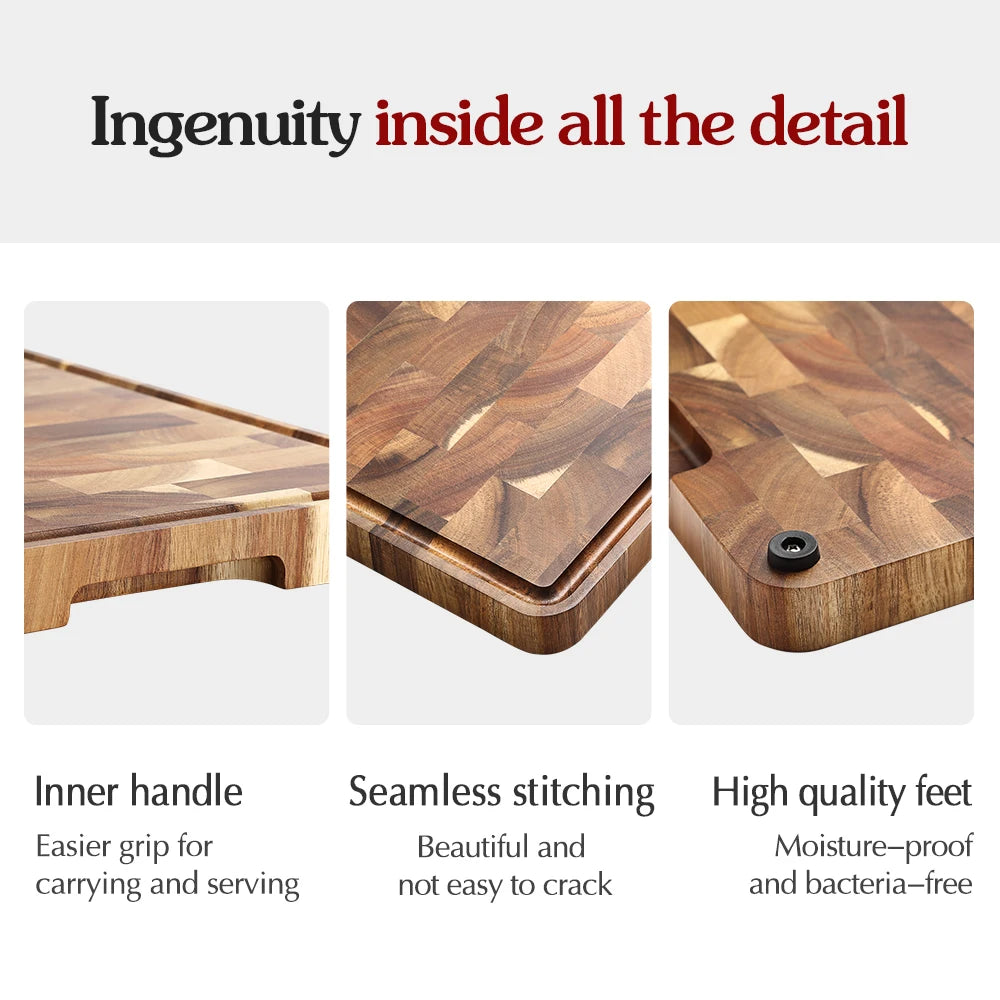 HEZHEN tagliere Premium legno di Acacia Splicing accessori da cucina tagliere scarico acqua e utensili da cucina a prova di umidità