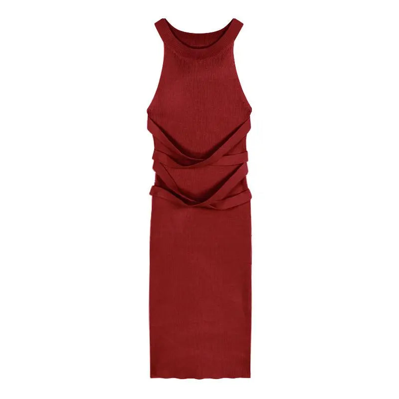 Abiti per le donne elegante Sexy senza maniche indietro strutturato Mini abito Skinny nuova moda estate Casual ptkppc