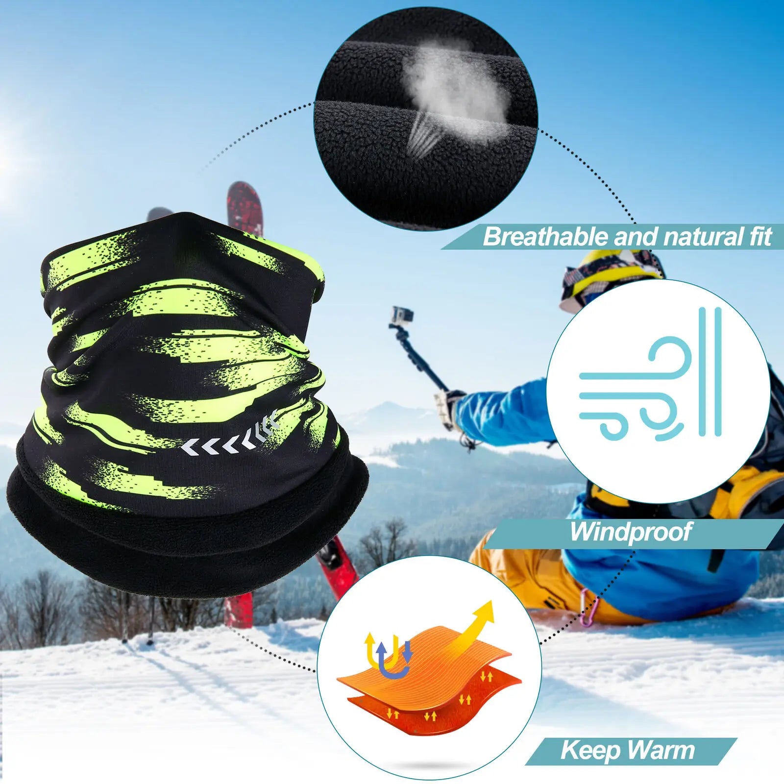 Ghetta per il collo in pile invernale Sciarpa calda Maschera riflettente antivento per la stagione fredda per gli sport all'aria aperta