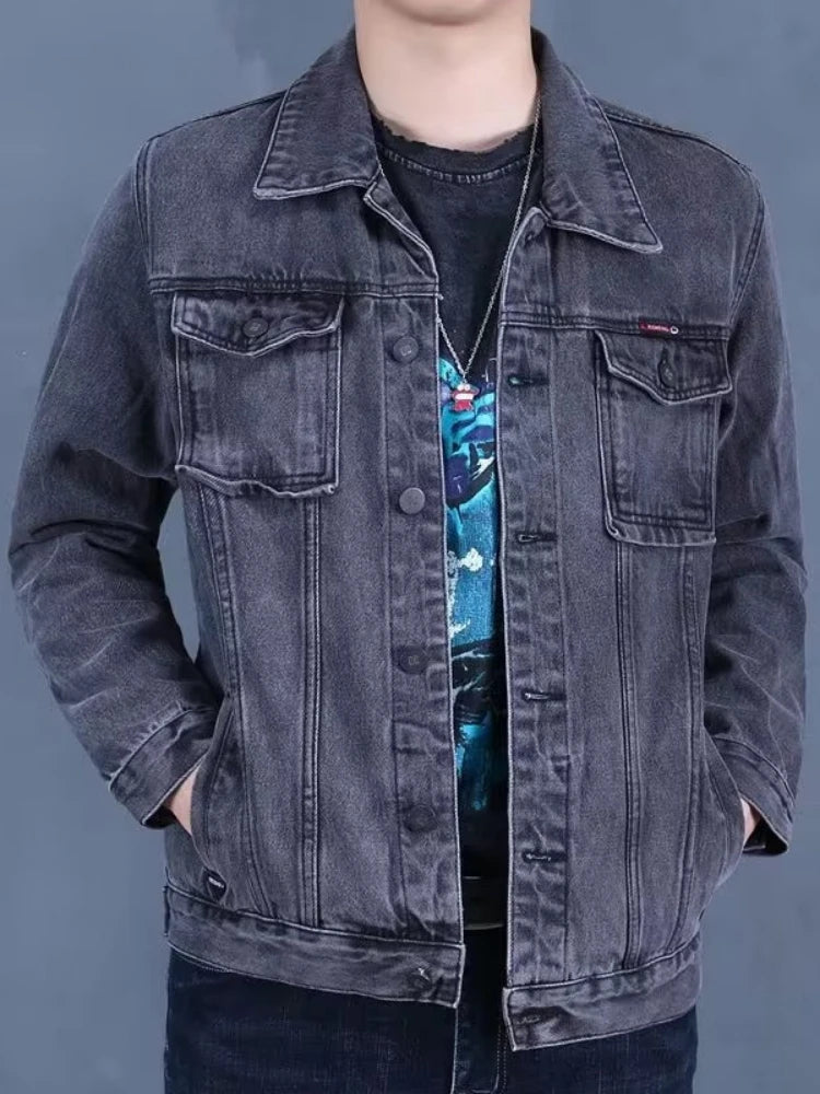 Giacche di Jeans uomo cappotto di Jeans per uomo abbigliamento da lavoro autunnale giacca di Jeans neri da uomo vendita di giacche abito in abiti di Jeans camicetta maschile