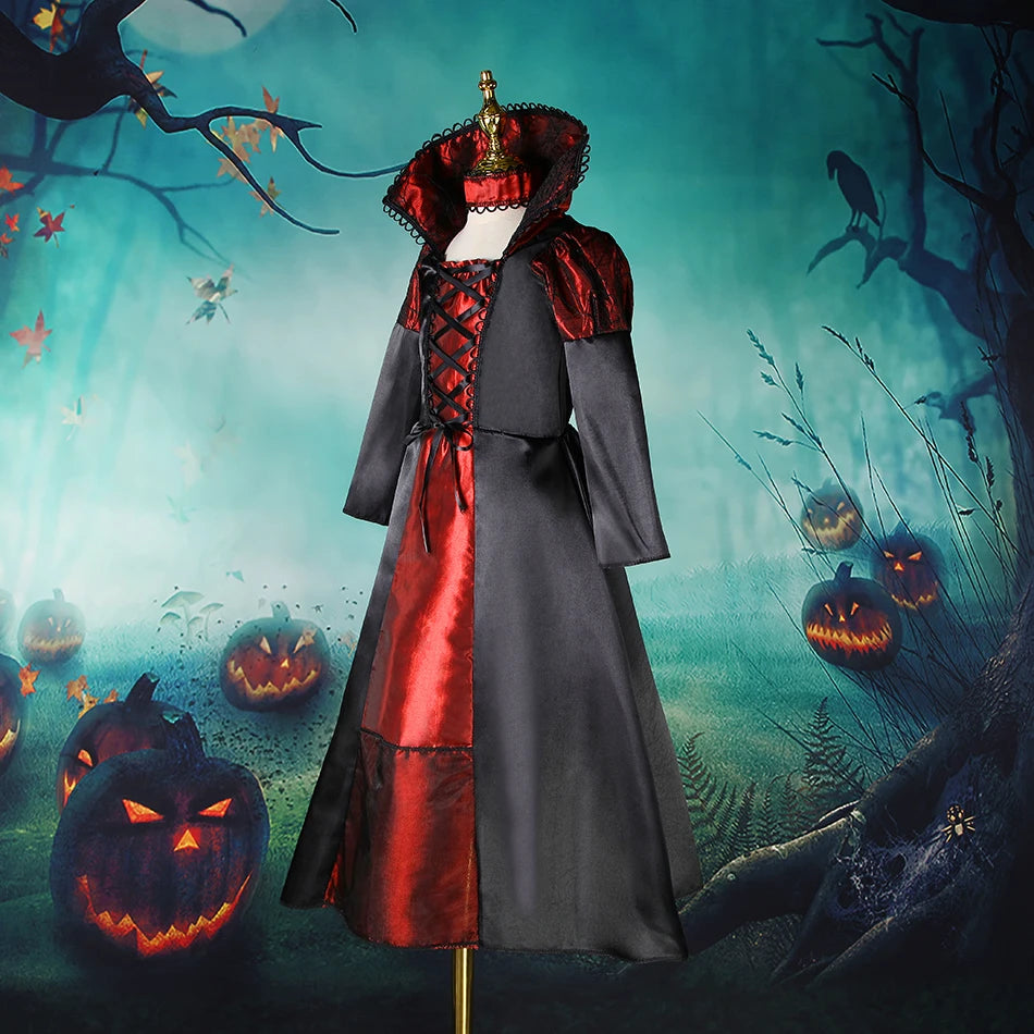 Costumi per bambini fantasy di Halloween Sposa fantasma Cosplay gotico Ragazze Vampiro rosso Giorno dei morti Costumi per bambini per ragazze