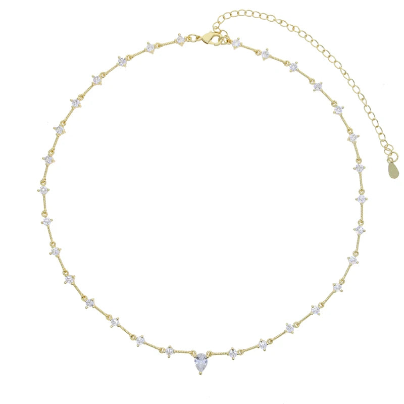 2025 Nuovo geometrico CZ Stazione catena a maglie girocollo sexy lungo lariat collana da donna gioielli di moda con zirconi ghiacciati di alta qualità