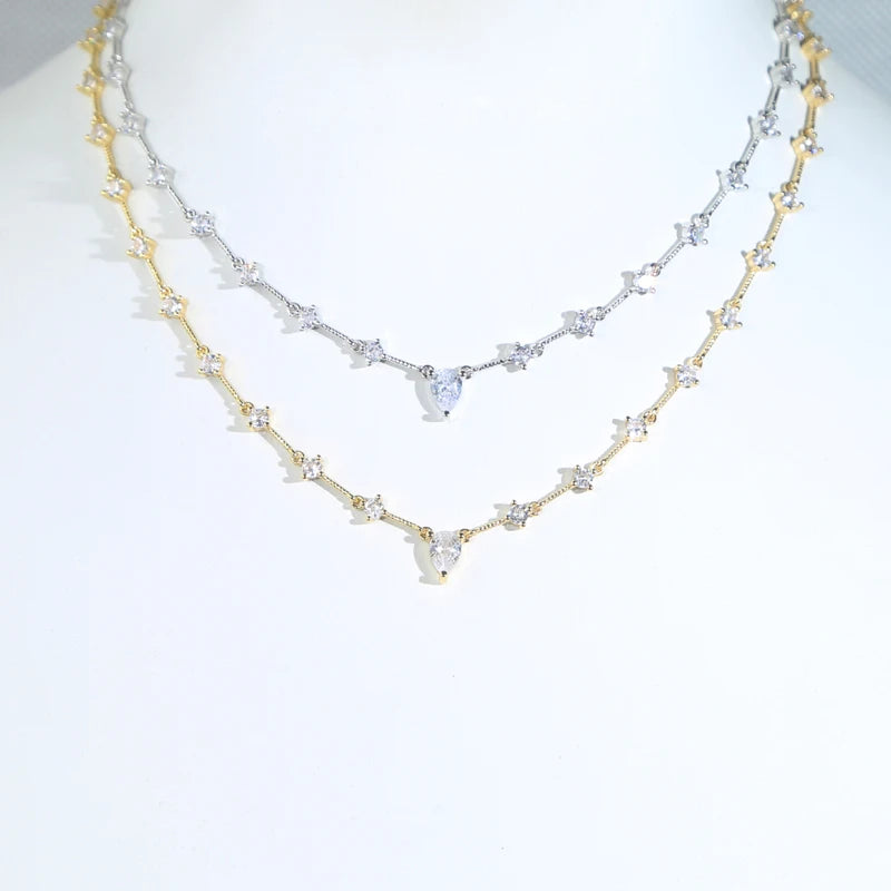 2025 Nuovo geometrico CZ Stazione catena a maglie girocollo sexy lungo lariat collana da donna gioielli di moda con zirconi ghiacciati di alta qualità