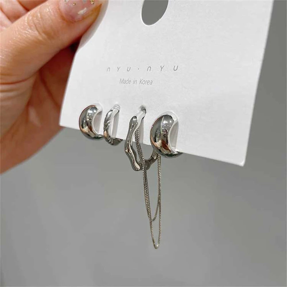 4 pezzi orecchini zircone design semplice nappa irregolare punk orecchini hip-hop cartilagine senza orecchini a clip forati gioielli da donna