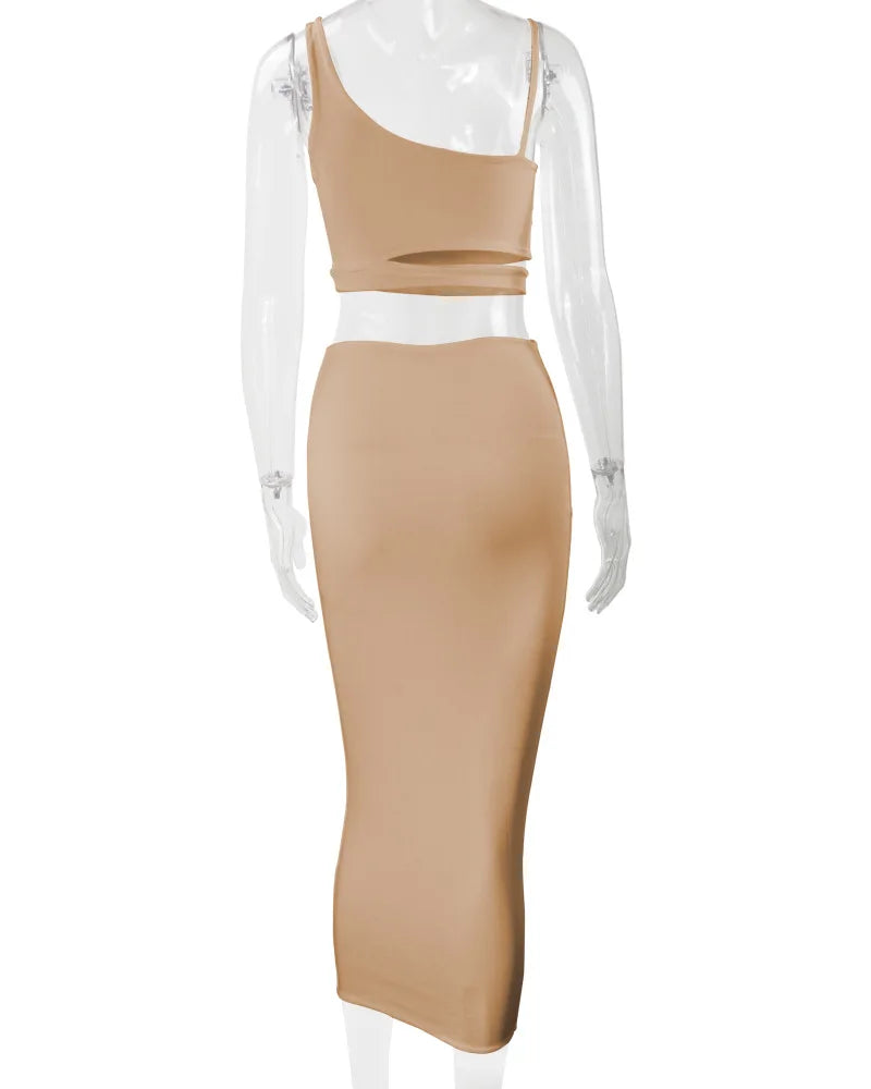 Le donne vestono abiti lunghi eleganti abito da notte per feste abiti da donna abbigliamento femminile abito a due pezzi scavato a pieghe Sexy