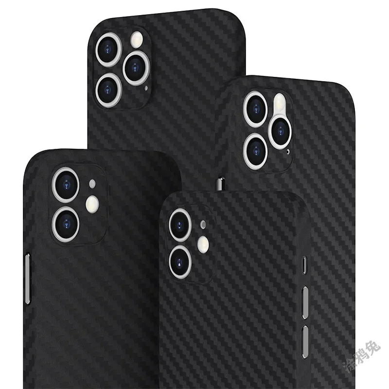 Custodia per telefono ultra sottile da 0,3 mm per iPhone 16 15 14 13 12 11 Pro Max Mini custodia protettiva struttura brasatura in carbonio PP