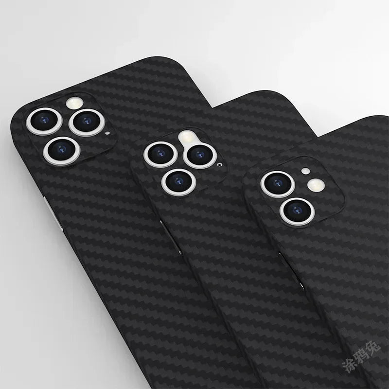 Custodia per telefono ultra sottile da 0,3 mm per iPhone 16 15 14 13 12 11 Pro Max Mini custodia protettiva struttura brasatura in carbonio PP