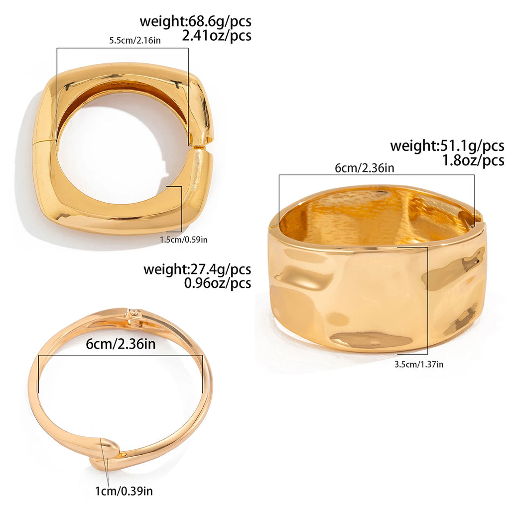 Ingemark 4 Stili Esagerati Punk Geometrici Grandi Braccialetti Aperti a Molla da Donna Chunky Heavy Metal Bracciale da Uomo Gioielli Regalo