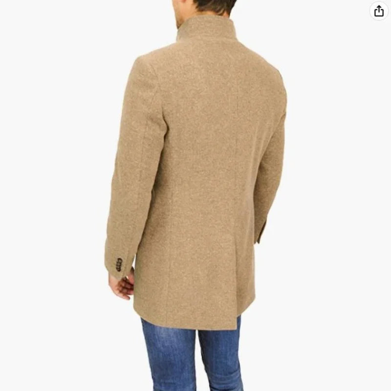 Giacche eleganti Uomo monopetto Janket da uomo in misto lana tinta unita Trench di media lunghezza Cappotto lungo da uomo