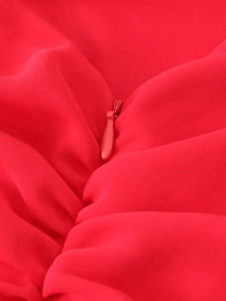 Abito midi drappeggiato da donna, collo dritto, spalline sottili, abiti femminili senza schienale, moda chic