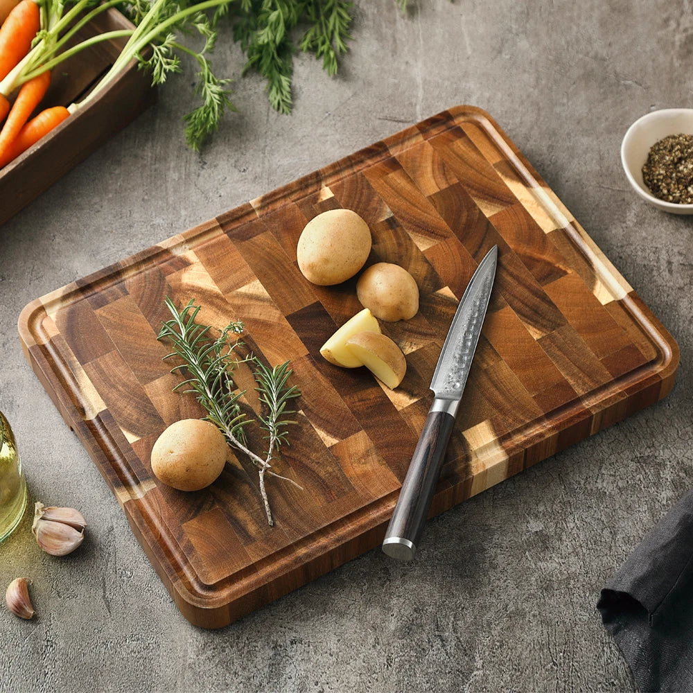 HEZHEN tagliere Premium legno di Acacia Splicing accessori da cucina tagliere scarico acqua e utensili da cucina a prova di umidità