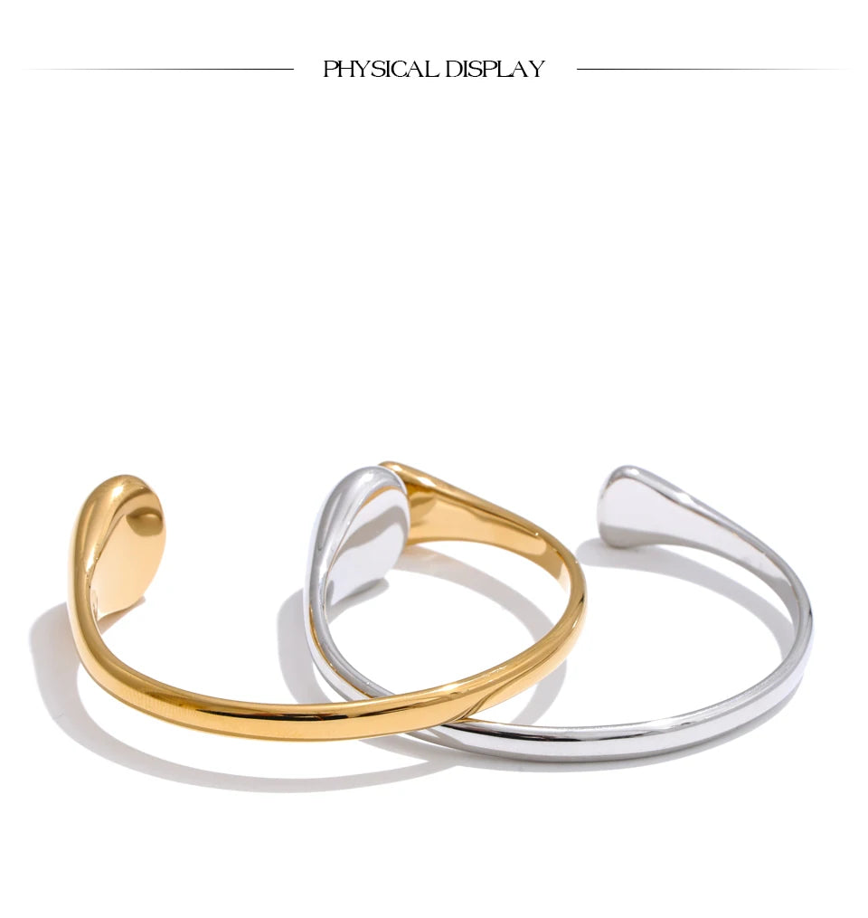 Yhpup 58mm 18K PVD placcato polsino aperto braccialetto dichiarazione braccialetto in acciaio inossidabile 316L struttura ipoallergenico polso gioielli quotidiani