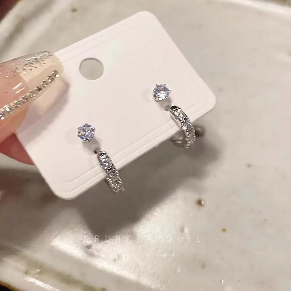 4 pezzi orecchini zircone design semplice nappa irregolare punk orecchini hip-hop cartilagine senza orecchini a clip forati gioielli da donna