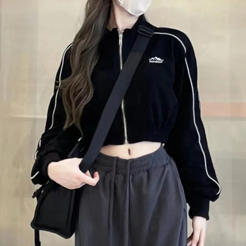 Giacche cool da donna Primavera Autunno Manica lunga Colletto alla coreana per tutte le partite Giovani ragazze Moda College Stile coreano Ins Vintage
