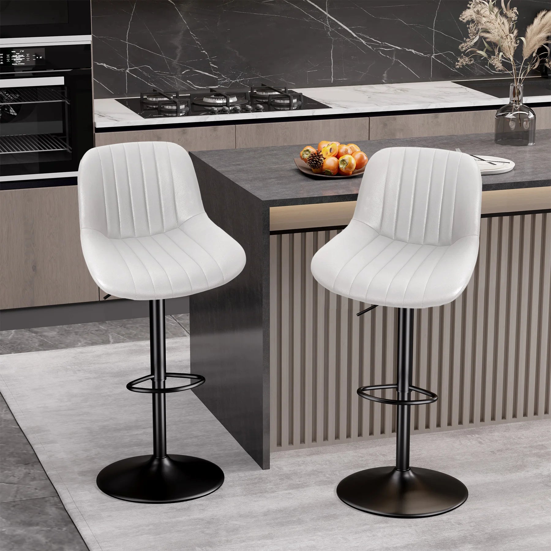 Sgabello da Bar Set da 2 pezzi, sgabello da Bar girevole moderno regolabile con schienale, sedia da banco in tessuto ad alte prestazioni