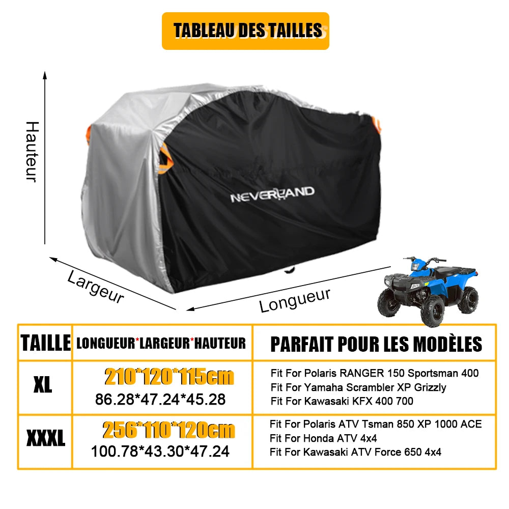 Quad Bike ATV 4x4 Moto Bike Cover Universale Impermeabile Pioggia Moto Veicolo Scooter Kart Moto Coperture Striscia Riflettente D