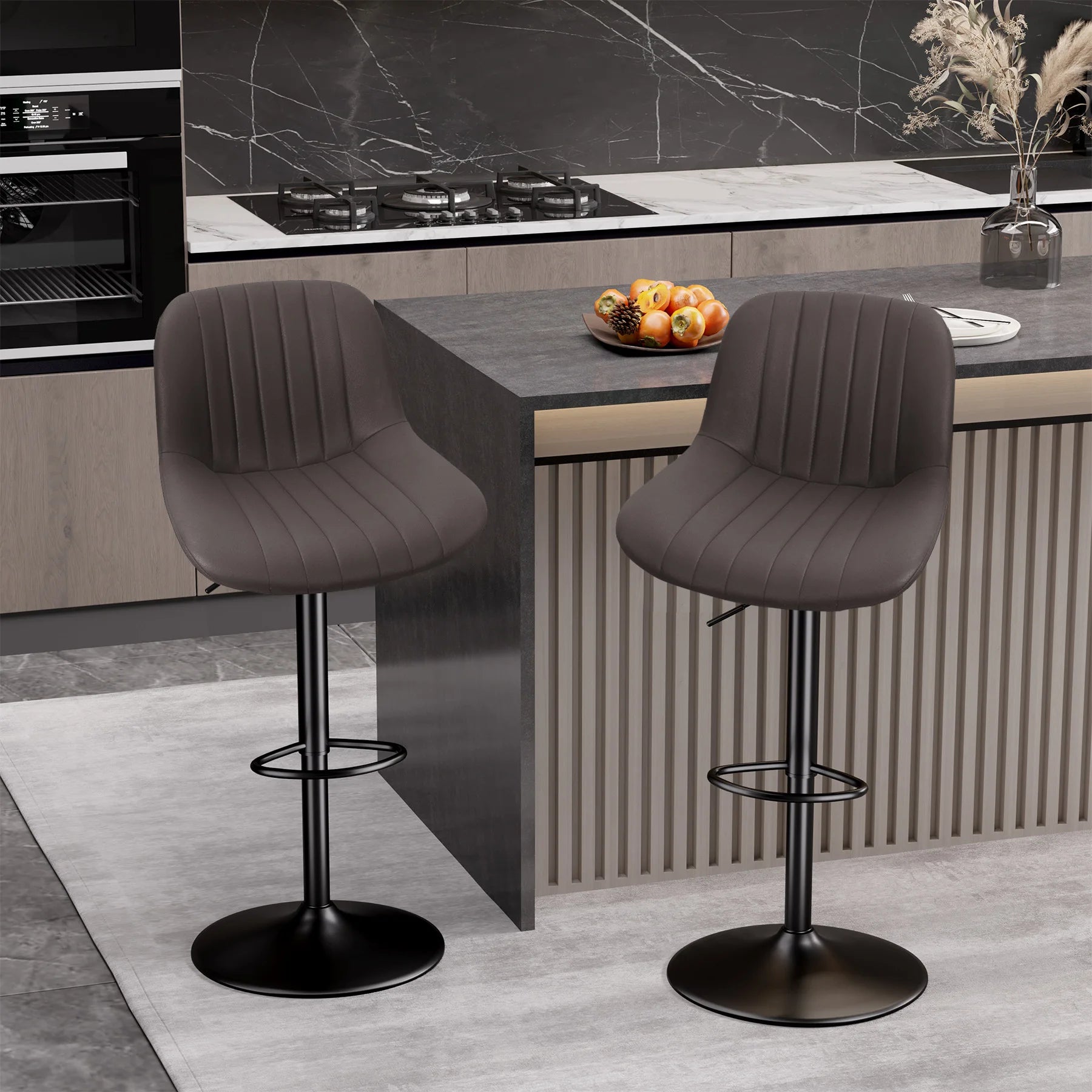 Sgabello da Bar Set da 2 pezzi, sgabello da Bar girevole moderno regolabile con schienale, sedia da banco in tessuto ad alte prestazioni