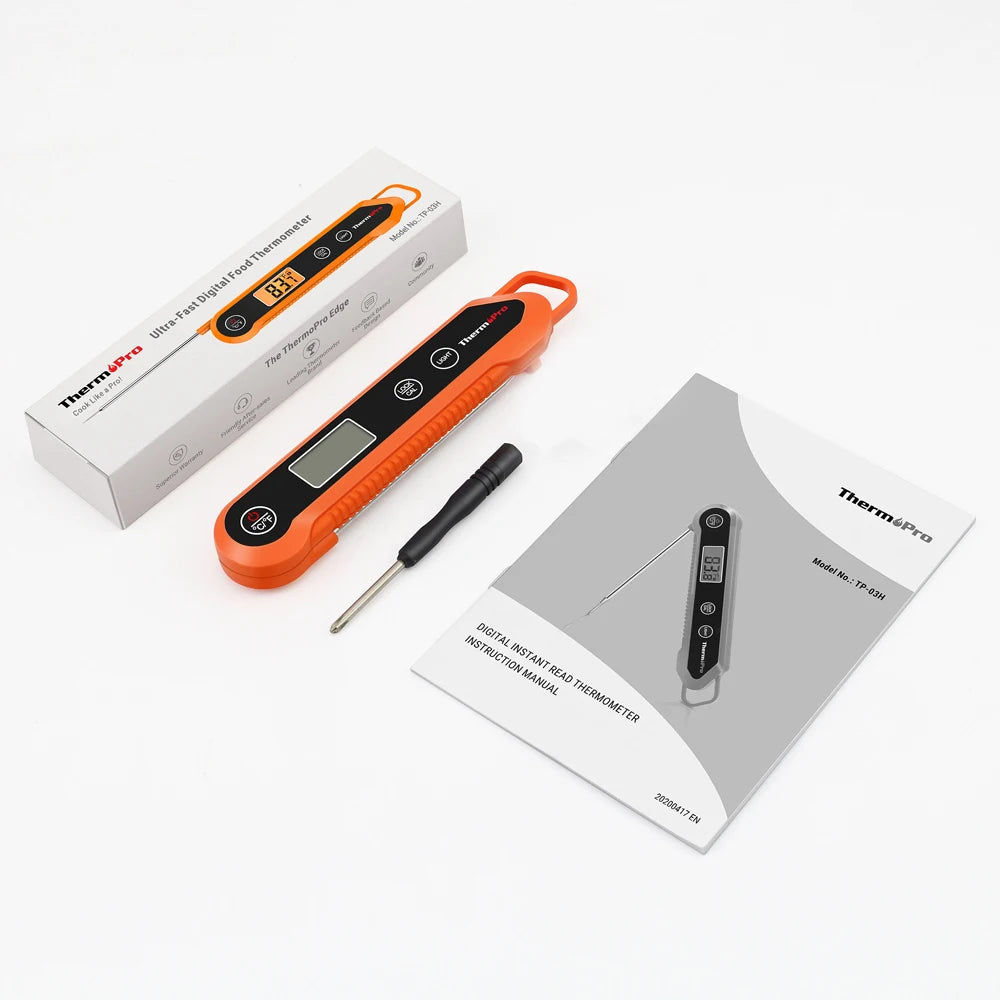 ThermoPro TP03H Termometro per carne da cucina pieghevole per barbecue con retroilluminazione digitale con funzione di blocco