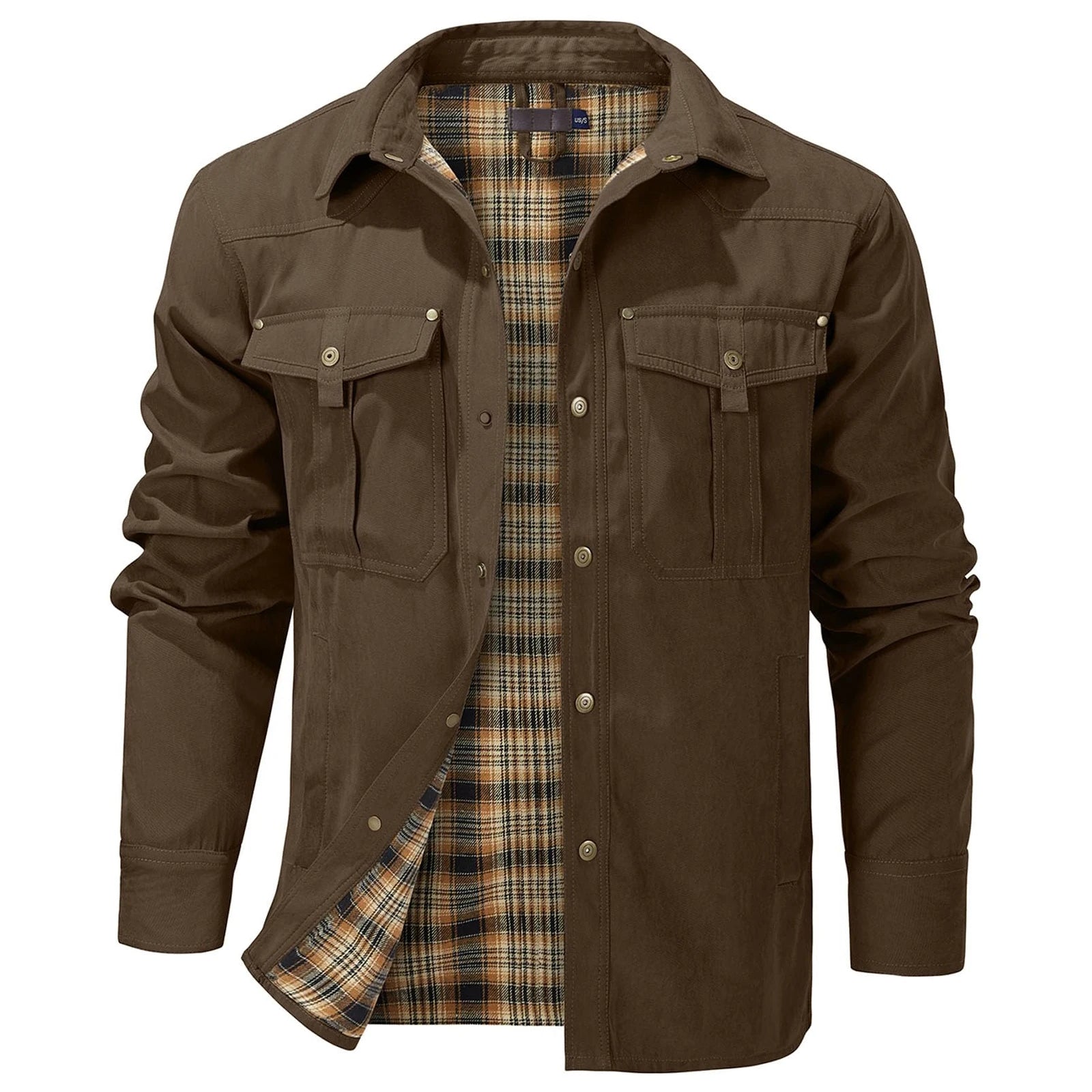 Giacca da uomo casual Giacche da uomo Cappotto da camicia foderato in flanella primaverile Giacche da uomo Cappotto casual da cowboy occidentale antivento