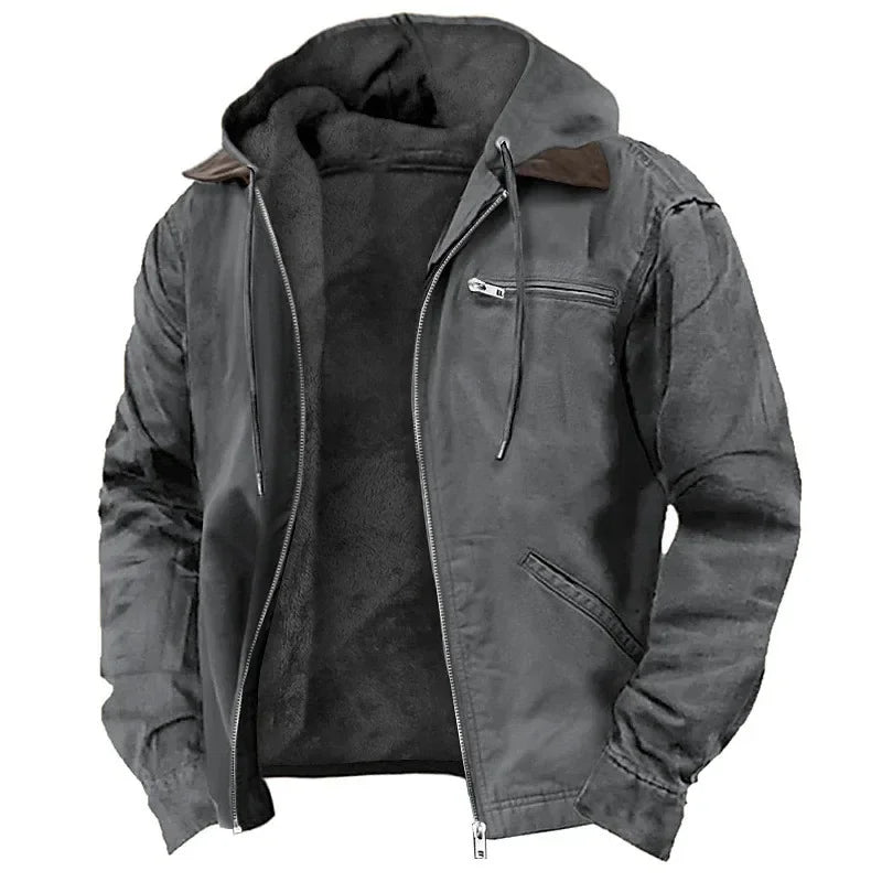 Giacca da uomo nuova moda casual cappotto con cerniera con cappuccio retrò streetwear capispalla leggero e versatile primavera autunno