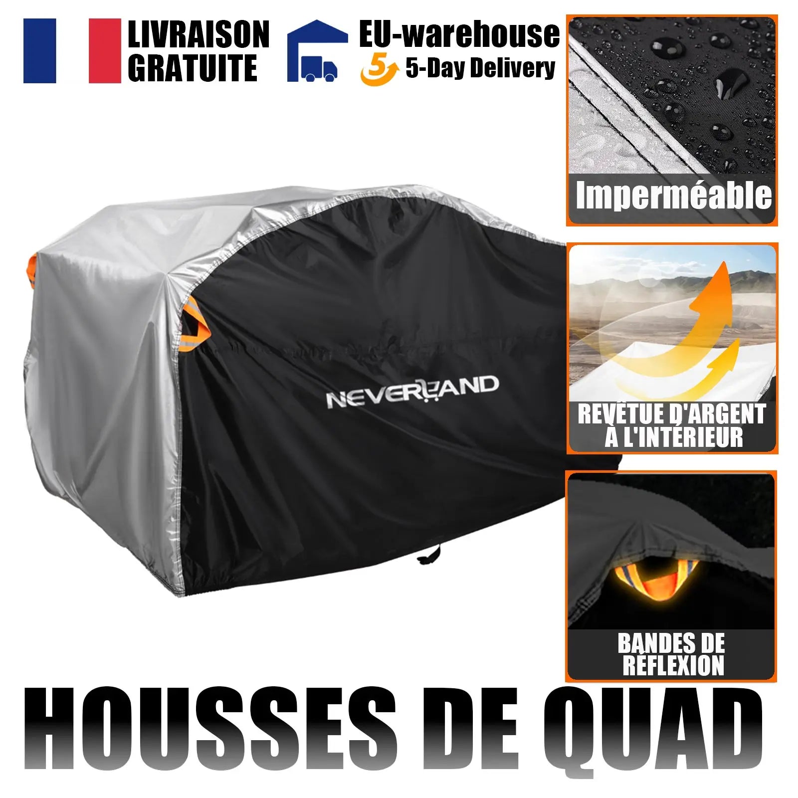 Quad Bike ATV 4x4 Moto Bike Cover Universale Impermeabile Pioggia Moto Veicolo Scooter Kart Moto Coperture Striscia Riflettente D