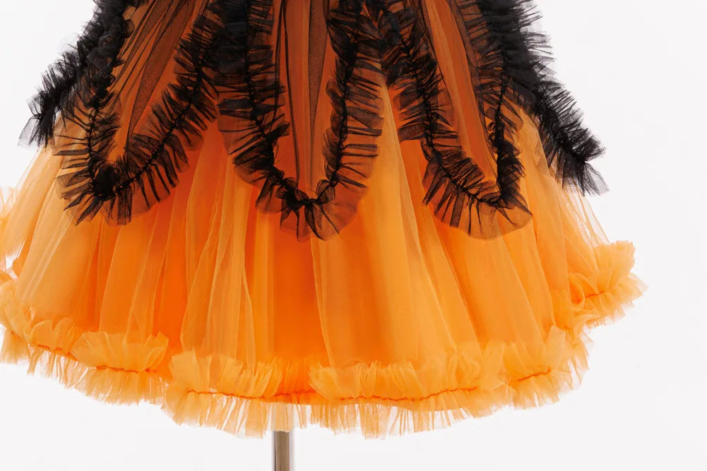 Costume di Halloween per ragazza, performance cosplay, vestito per bambini, vestito arancione + set completo di zucca di costumi per occasioni speciali