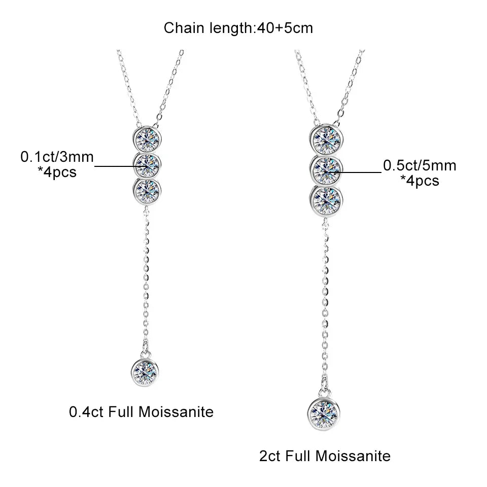 Houtros 3mm/5mm Collana piena di Moissanite per ragazze Classica catena clavicolare a bolle in argento sterling 925 regalo di gioielleria raffinata per feste