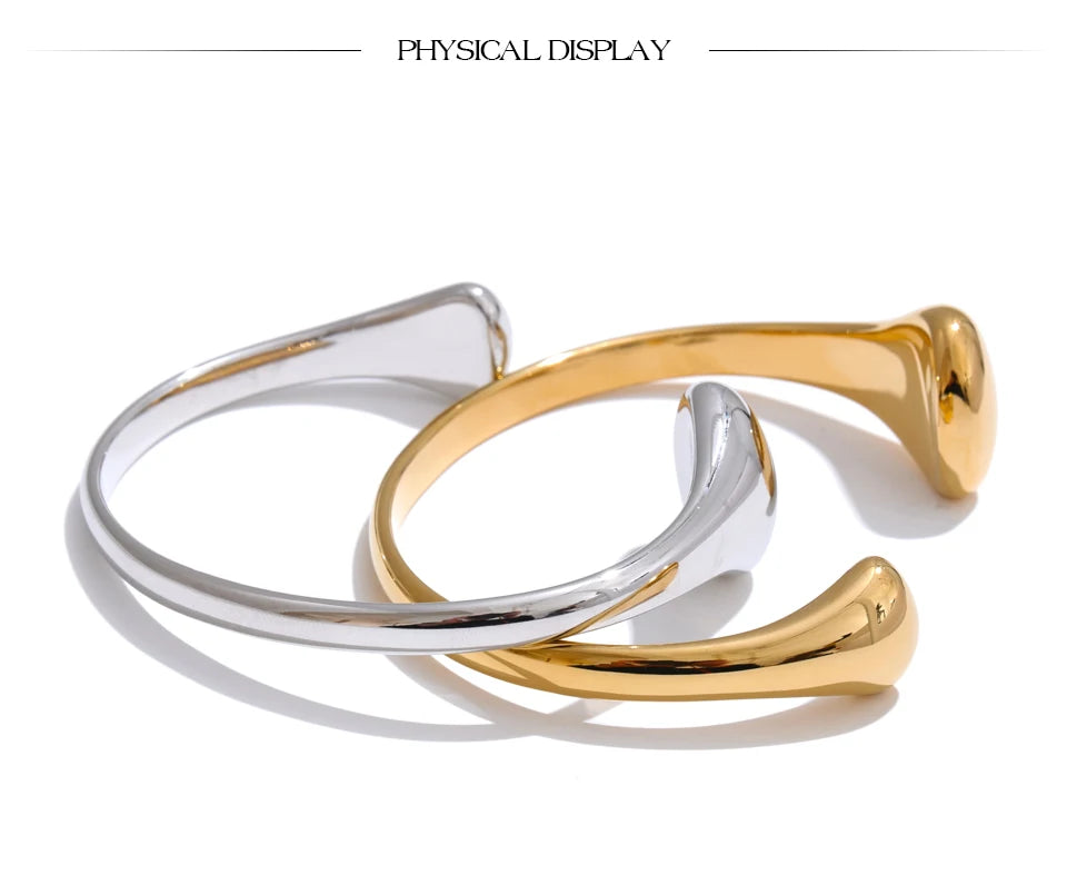 Yhpup 58mm 18K PVD placcato polsino aperto braccialetto dichiarazione braccialetto in acciaio inossidabile 316L struttura ipoallergenico polso gioielli quotidiani