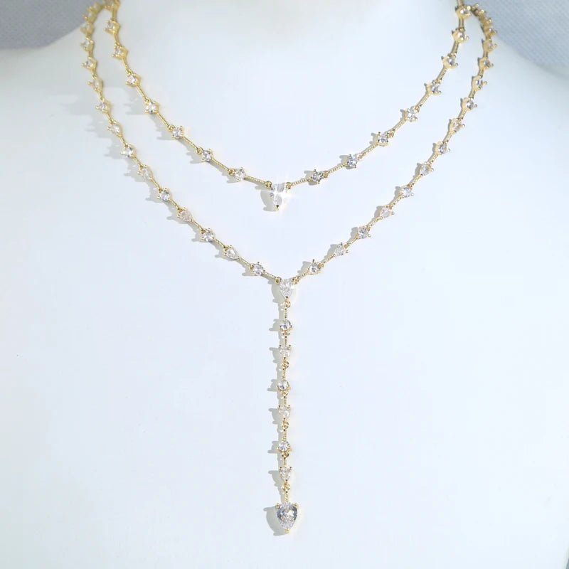 2025 Nuovo geometrico CZ Stazione catena a maglie girocollo sexy lungo lariat collana da donna gioielli di moda con zirconi ghiacciati di alta qualità