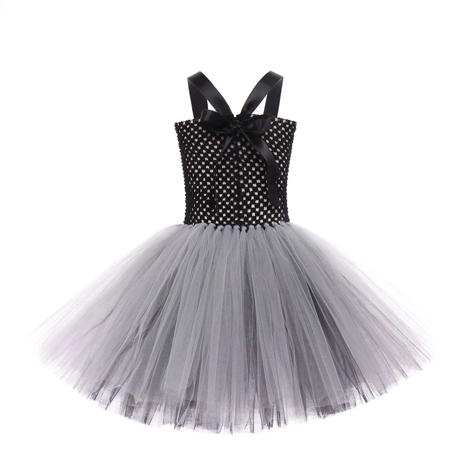Costumi da terrore di Halloween per ragazze Abiti spaventosi da fantasma bianco nero Vestito da tutù fantasia scheletro di Halloween per bambini