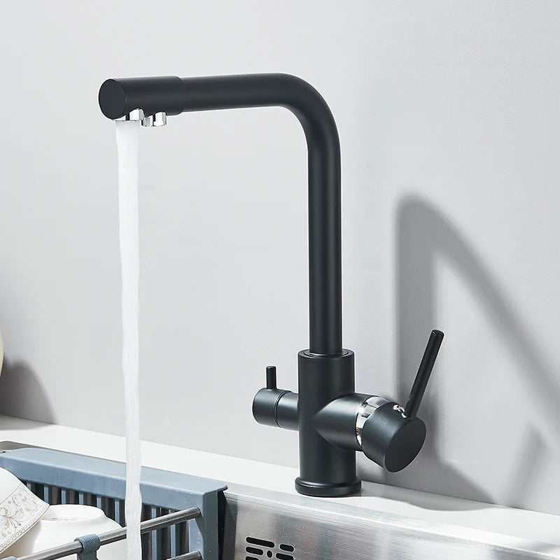 Rozin In Ottone Cromato Da Cucina Rubinetto Miscelatore Acqua Purificata Rubinetto e Acqua Pura Filtro Rubinetto Deck Mounted Raddoppiano Le Maniglie Caldo Freddo rubinetti