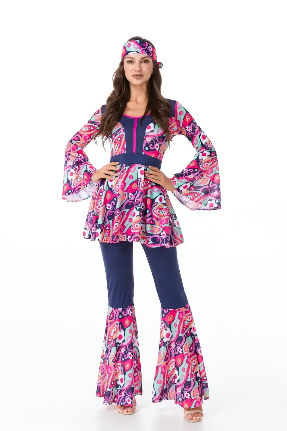 Costumi di Halloween Uomo Donna Retro anni '80 Costume hippie Disco Hip-Hop Coppie Cosplay Festa di carnevale Fancy Dress Up per adulti