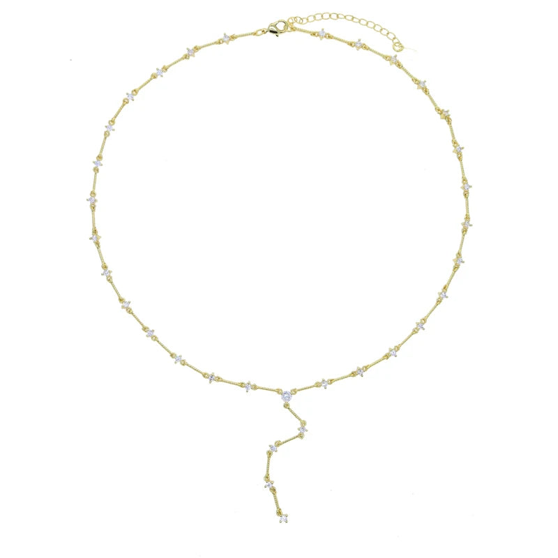 2025 Nuovo geometrico CZ Stazione catena a maglie girocollo sexy lungo lariat collana da donna gioielli di moda con zirconi ghiacciati di alta qualità