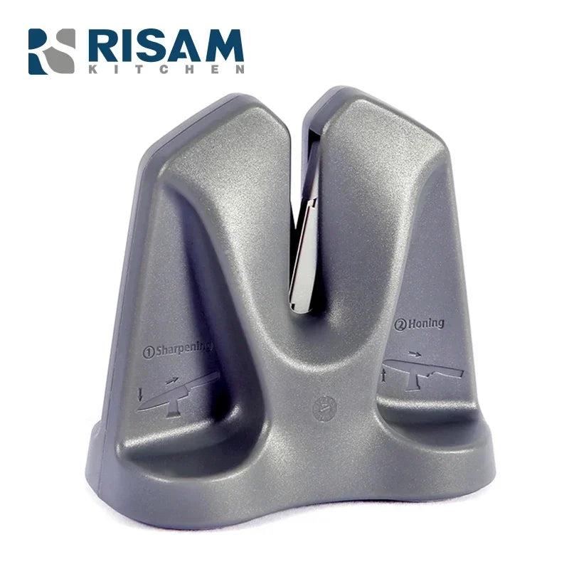 RISAMSHA Affilacoltelli da cucina Struttura elastica Smerigliatrice Affilacoltelli in metallo duro Pietra per affilare professionale RM011