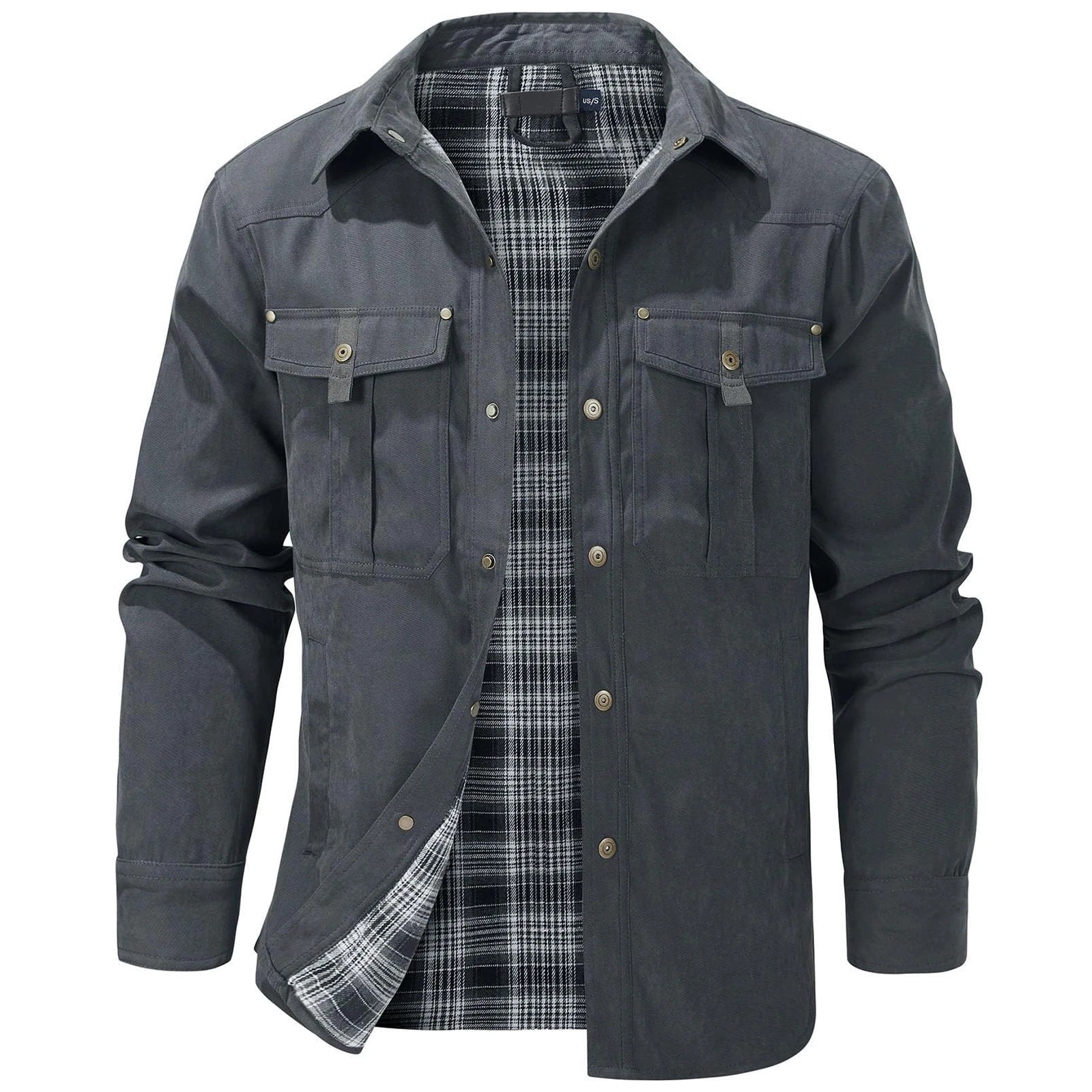 Giacca da uomo casual Giacche da uomo Cappotto da camicia foderato in flanella primaverile Giacche da uomo Cappotto casual da cowboy occidentale antivento