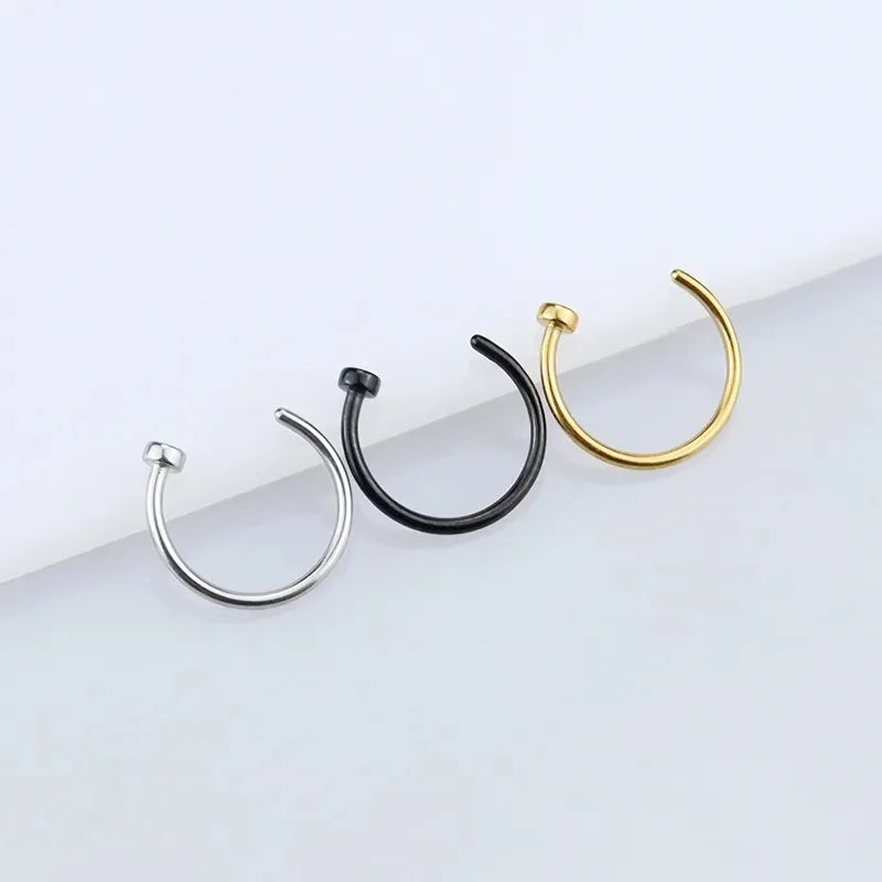 2/6 pezzi anelli da naso finti per le donne, anelli per labbra in acciaio inossidabile 316L anello labret narice cerchio piercing borchie gioielli penetranti al naso