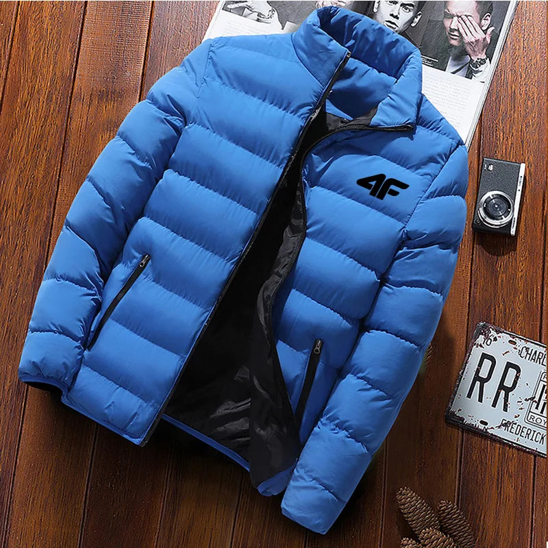 Giacca casual da uomo, giacca a vento impermeabile, tinta unita calda con cerniera, taglia grande, autunno e inverno