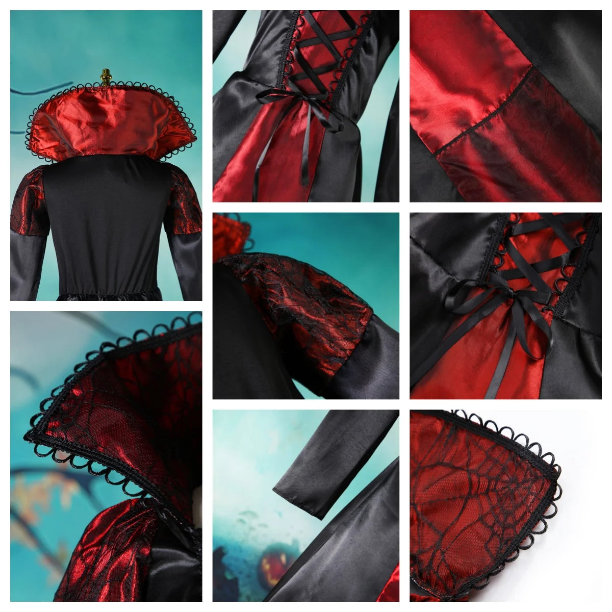 Costumi per bambini fantasy di Halloween Sposa fantasma Cosplay gotico Ragazze Vampiro rosso Giorno dei morti Costumi per bambini per ragazze