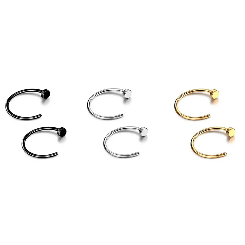 2/6 pezzi anelli da naso finti per le donne, anelli per labbra in acciaio inossidabile 316L anello labret narice cerchio piercing borchie gioielli penetranti al naso