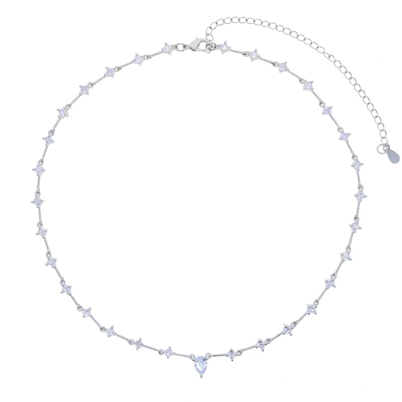 2025 Nuovo geometrico CZ Stazione catena a maglie girocollo sexy lungo lariat collana da donna gioielli di moda con zirconi ghiacciati di alta qualità