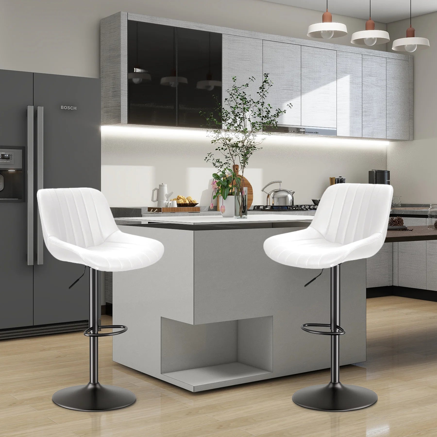 Sgabello da Bar Set da 2 pezzi, sgabello da Bar girevole moderno regolabile con schienale, sedia da banco in tessuto ad alte prestazioni