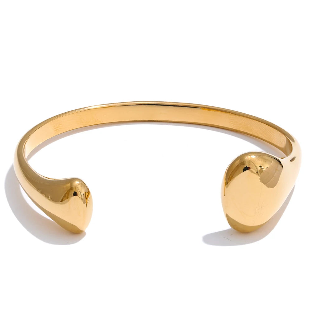 Yhpup 58mm 18K PVD placcato polsino aperto braccialetto dichiarazione braccialetto in acciaio inossidabile 316L struttura ipoallergenico polso gioielli quotidiani